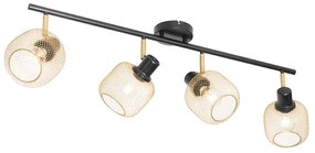 Foco industrial preto com 4 luzes douradas - Bliss Mesh Industrial