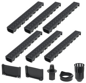 vidaXL Canais de drenagem 6 pcs plástico 6 m