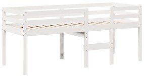 Cama alta com telhado 90x200 cm pinho maciço branco