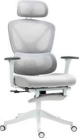 HOMCOM Cadeira Escritório de Malha Reclinável com Apoio para a Cabeça Ajustável e Altura Regulável 71x70x109-119 cm Cinza | Aosom Portugal