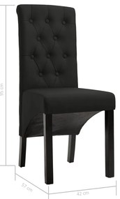 Cadeiras de jantar 6 pcs tecido preto