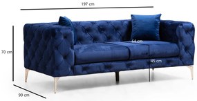 Sofá de 2 Lugares Como – Azul Marinho – 197 x 70 x 90 cm