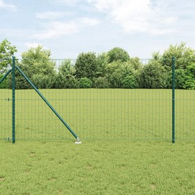 vidaXL Cerca Euro com 13 Postes de Espeto 1x25 m Aço Galvanizado Verde