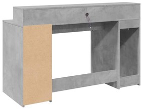 Secretária luzes LED 140x55x91 cm deriv. madeira cinza cimento