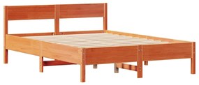 Cama sem colchão 140x190 cm pinho maciço castanho-mel