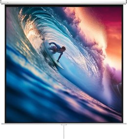 Tela de Projeção Manual 120 Polegadas  207x207 cm Portátil Formato 1:1 para Interior e Exterior Cinema em Casa Branco
