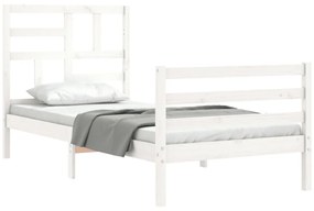Estrutura de cama com cabeceira 90x200 cm madeira maciça