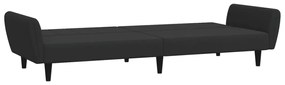 Sofá-cama 2 lugares c/ apoio de pés veludo preto