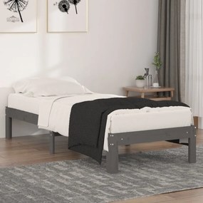 vidaXL Estrutura cama pequena solteiro 75x190 cm madeira maciça cinza