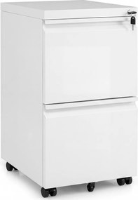 Armário de arquivo escritório móvel com 2 gavetas 44 x 37 x 67 cm, fechadura e 5 rodas, em metal, para arquivos de tamanho Carta, A4 e Legal, para esc