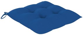 Cadeiras de jardim c/ almofadões azul 4 pcs teca maciça