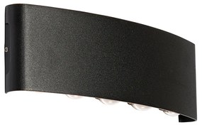 Candeeiro de parede exterior preto com LED 10 luzes IP54 - Silly