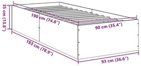 Estrutura de cama 90x190cm derivados de madeira carvalho sonoma