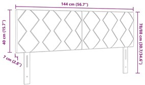 Cabeceira LED Blocos de Diamante Cinza Claro 144 cm em Veludo