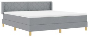 Cama Box Spring com Colchão Cinza Claro, 180 x 200 cm, Tecido