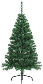 Meia árvore de Natal artificial com suporte 120 cm PVC verde