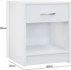 Mesa de cabeceira Hamburgo 50x40x35cm Branco