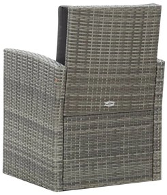 5 pcs conjunto jantar exterior c/ almofadões vime PE cinzento