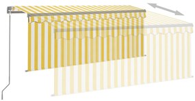 Toldo retrátil manual com estore 3,5x2,5 m amarelo e branco