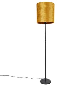 Candeeiro de pé preto com cúpula dourada 40 cm ajustável - Parte Moderno