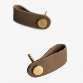 Pack De 2 Puxadores Em Pele Jember Castanho Bombon - Sklum