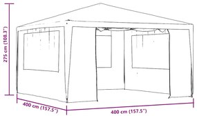 Tenda festas com paredes laterais 4x4m 90g/m² antracite
