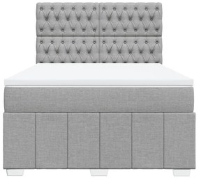 Cama com molas/colchão 140x190 cm tecido cinzento-claro