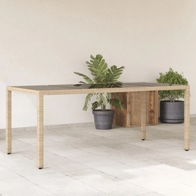 vidaXL Mesa de jardim com tampo de vidro 190x90x75 cm vime PE bege