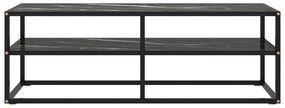 Móvel de TV 120x40x40 cm vidro mármore preto