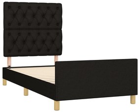 Estrutura de cama sem colchão 80x200 cm tecido preto