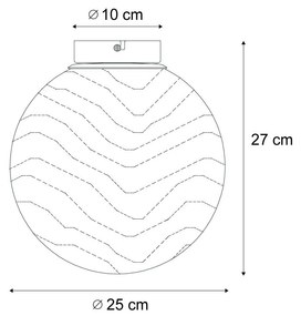 Candeeiro de Teto Design Latão com Vidro Desbotado Branco - Pillon Design