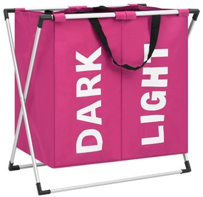 vidaXL Separador de roupa suja de 2 secções rosa