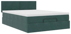 Estrutura de cama otomana com colchão 140x200 cm verde escuro
