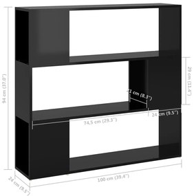 Estante/divisória 100x24x94 cm preto brilhante