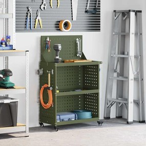 vidaXL Carro de Ferramentas Verde-oliva 65 x 35 x 111 cm Metal