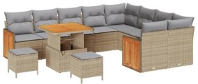 Conjunto de Sofás de Jardim vidaXL de 12 peças com Almofadas Bege Ratt