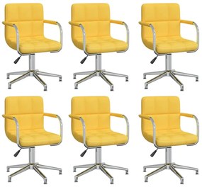 vidaXL Cadeiras de jantar giratórias 6 pcs tecido amarelo mostarda