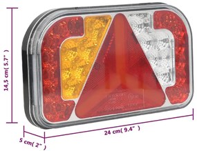 Farolins reboque 2 pcs 24x5x14,5 cm lâmpada LED 12V vermelho