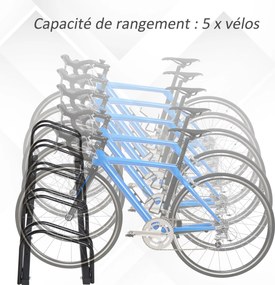 Suporte de armazenamento para bicicletas com pneus de 65 mm,145 x 33 x 27 cm, aço preto