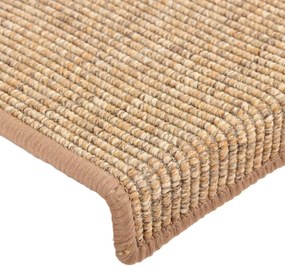 Tapetes de escada autoadesivos 15 pcs 65x21x4 cm castanho-claro