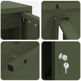 caixa de correio Verde-oliva 30 x 23 x 55 cm Aço