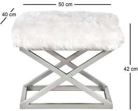 Pouffe Capraz – Prateado e Branco – 50 cm x 42 cm x 40 cm