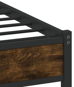 Estrutura de cama sem colchão 90x200 cm metal carvalho fumado
