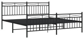 Estrutura de cama com cabeceira e pés 180x200 cm metal preto