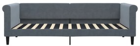 Sofá-cama com colchão 90x200 cm veludo cinzento-escuro