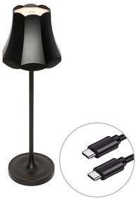 Candeeiro de mesa retro preto recarregável IP44 - Granny