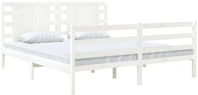 Cama sem colchão 150x200 cm madeira de pinho maciça branco