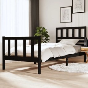 vidaXL Estrutura cama de solteiro 90x200 cm madeira maciça preto