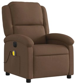 Poltrona de massagens reclinável elétrica tecido castanho
