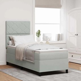 Cama Box Spring vidaXL com Colchão Cinza Claro 80x200 cm Veludo